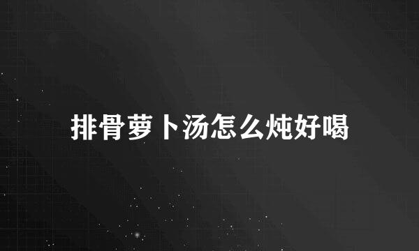 排骨萝卜汤怎么炖好喝