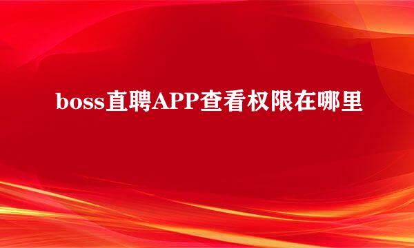 boss直聘APP查看权限在哪里