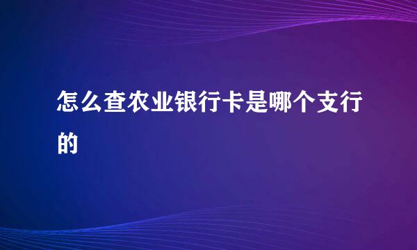 怎么查农业银行卡是哪个支行的