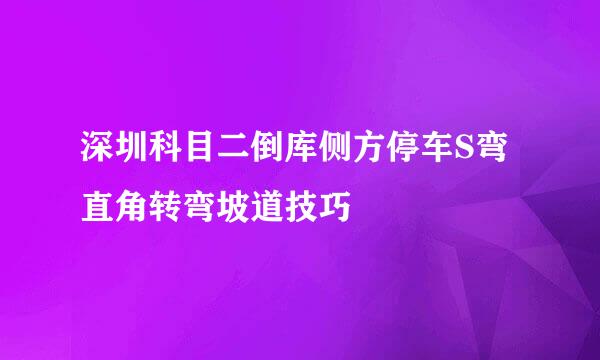 深圳科目二倒库侧方停车S弯直角转弯坡道技巧