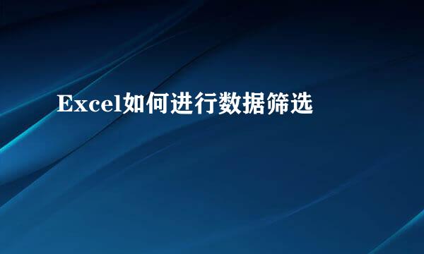 Excel如何进行数据筛选