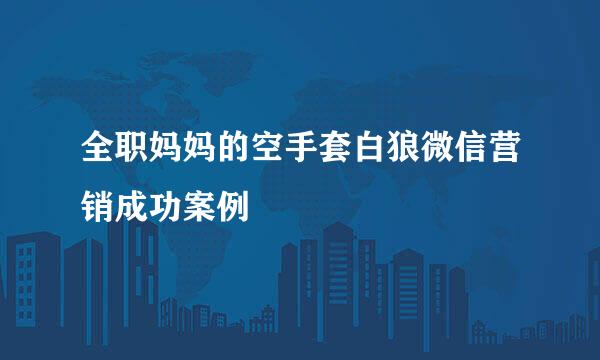 全职妈妈的空手套白狼微信营销成功案例