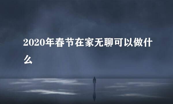 2020年春节在家无聊可以做什么