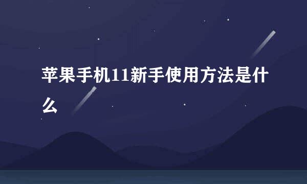苹果手机11新手使用方法是什么