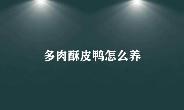 多肉酥皮鸭怎么养