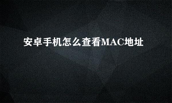 安卓手机怎么查看MAC地址
