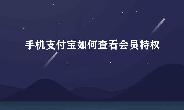 手机支付宝如何查看会员特权
