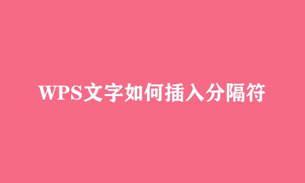 WPS文字如何插入分隔符