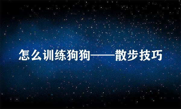 怎么训练狗狗——散步技巧