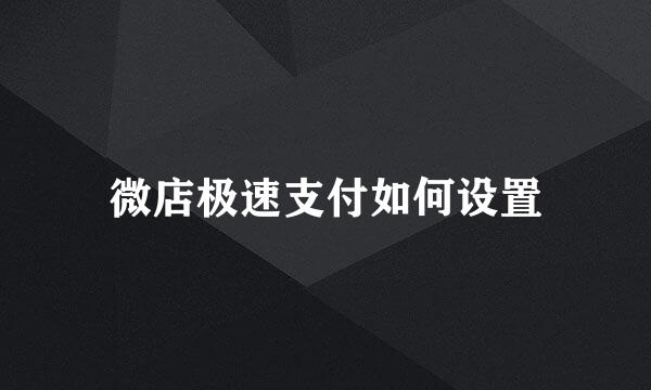 微店极速支付如何设置