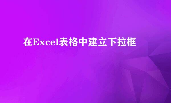 在Excel表格中建立下拉框