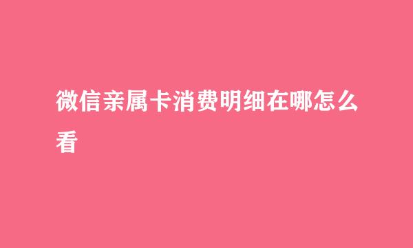 微信亲属卡消费明细在哪怎么看