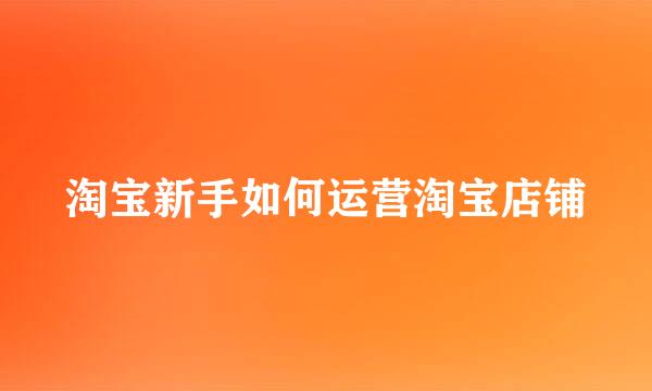 淘宝新手如何运营淘宝店铺