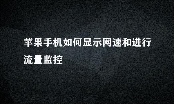苹果手机如何显示网速和进行流量监控