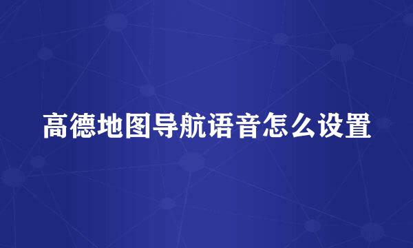 高德地图导航语音怎么设置