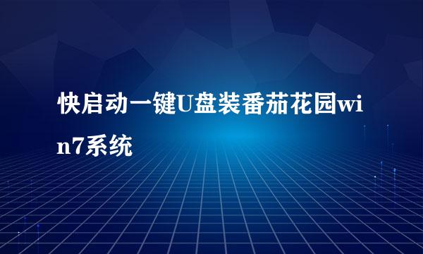 快启动一键U盘装番茄花园win7系统