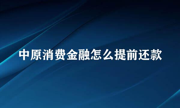 中原消费金融怎么提前还款
