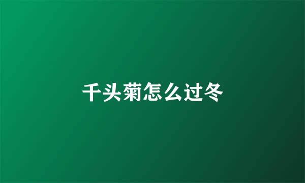 千头菊怎么过冬