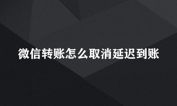 微信转账怎么取消延迟到账