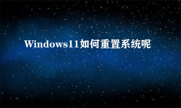 Windows11如何重置系统呢