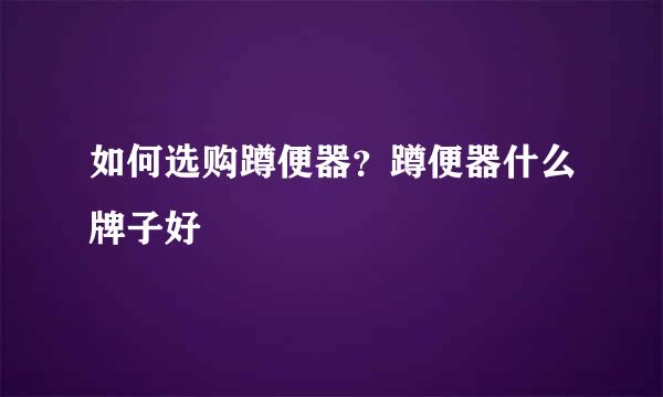 如何选购蹲便器？蹲便器什么牌子好