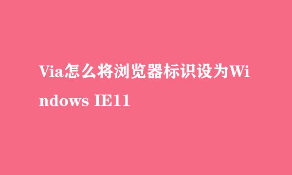 Via怎么将浏览器标识设为Windows IE11