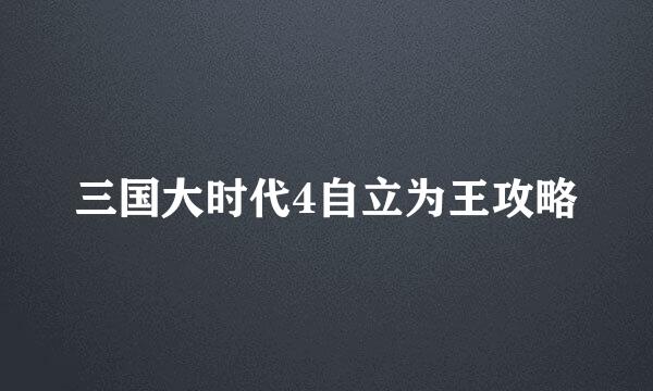 三国大时代4自立为王攻略