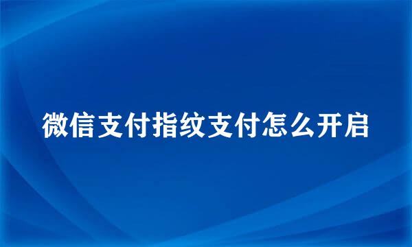 微信支付指纹支付怎么开启