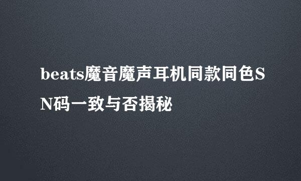 beats魔音魔声耳机同款同色SN码一致与否揭秘