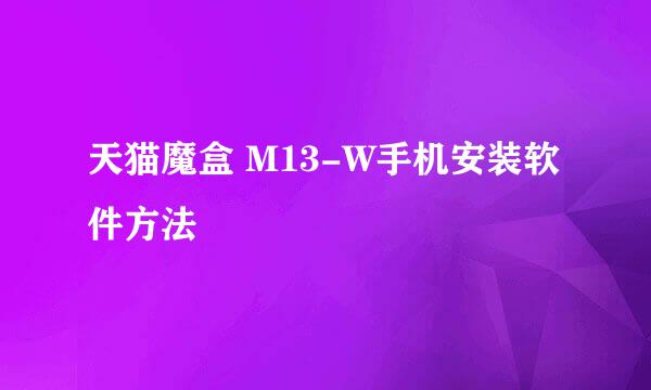 天猫魔盒 M13-W手机安装软件方法