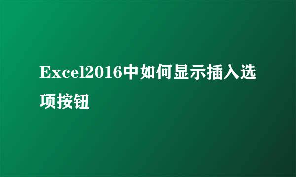 Excel2016中如何显示插入选项按钮