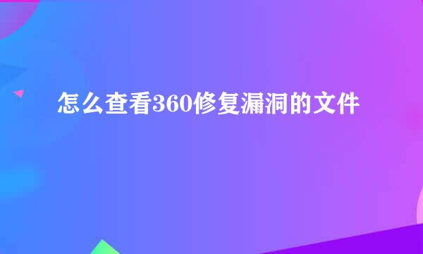 怎么查看360修复漏洞的文件