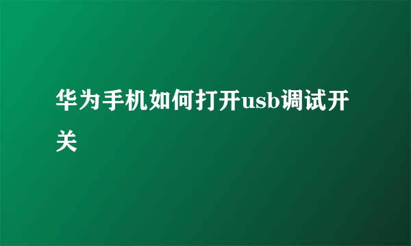 华为手机如何打开usb调试开关