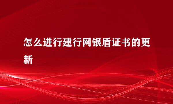 怎么进行建行网银盾证书的更新