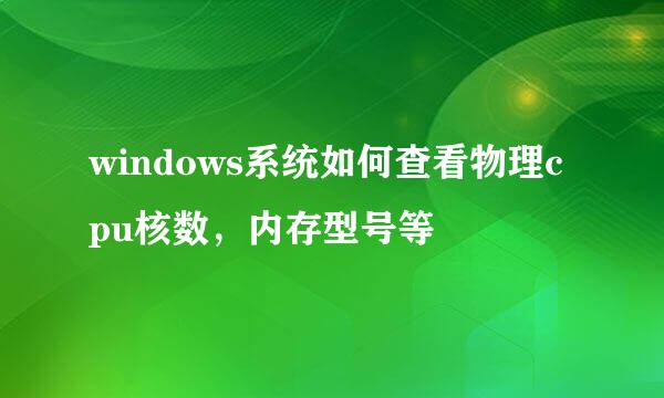 windows系统如何查看物理cpu核数，内存型号等