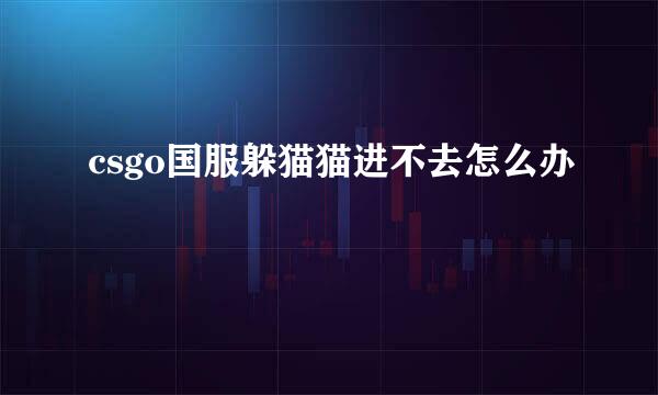 csgo国服躲猫猫进不去怎么办