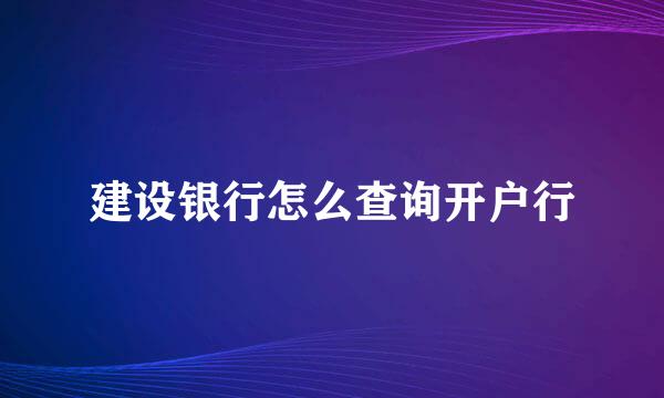 建设银行怎么查询开户行