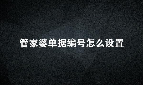 管家婆单据编号怎么设置