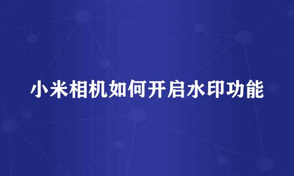 小米相机如何开启水印功能