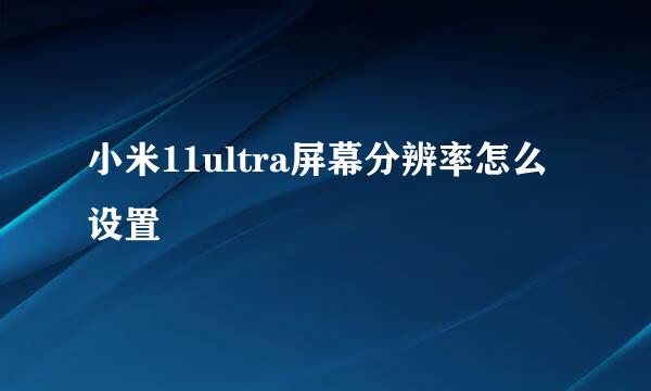 小米11ultra屏幕分辨率怎么设置