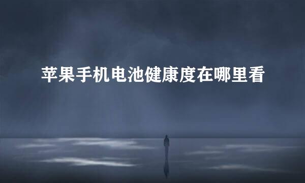 苹果手机电池健康度在哪里看