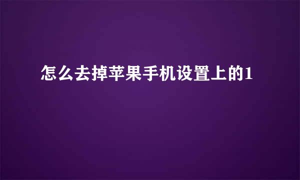 怎么去掉苹果手机设置上的1